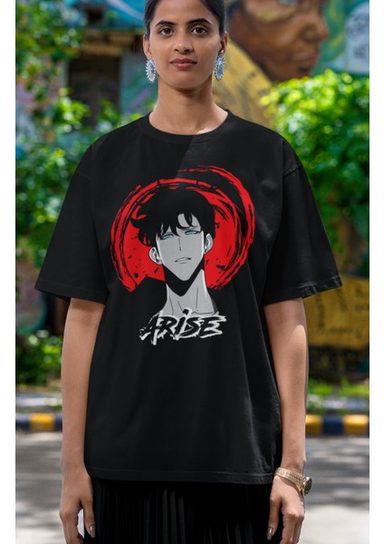 Oversize Arise Anime Baskılı T-Shirt, Unisex Solo Leveling Baskılı Tişört
