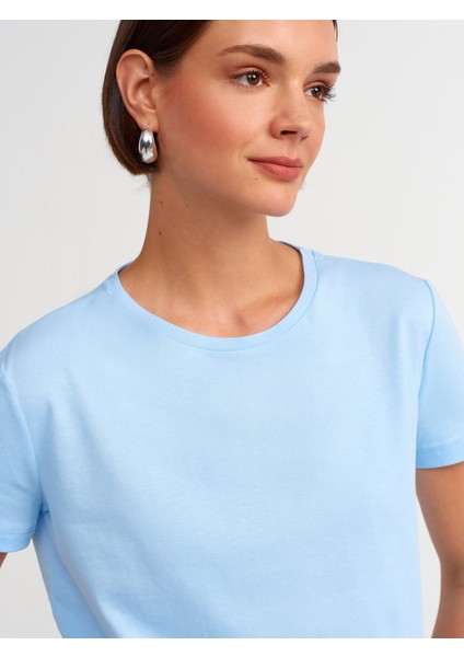 3471 Bisiklet Yaka Basic T-Shirt-Açık Mavi fırsatları
