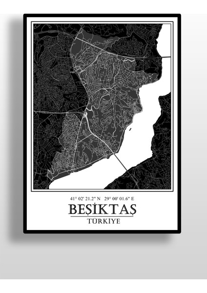 Beşiktaş Şehir Haritası Çerçevesiz Poster-Harita Sanatı, Map Art Design fiyatları