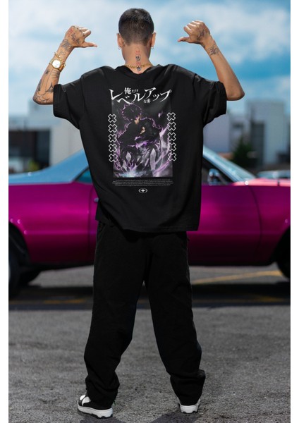 Oversize Sung Jin-Woo Sırt Baskılı T-Shirt, Unisex Solo Leveling Baskılı Tişört fiyatları