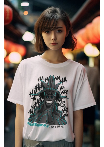 Oversize Zekai Tanrı Heykeli Baskılı T-Shirt, Unisex Solo Leveling Baskılı Tişört