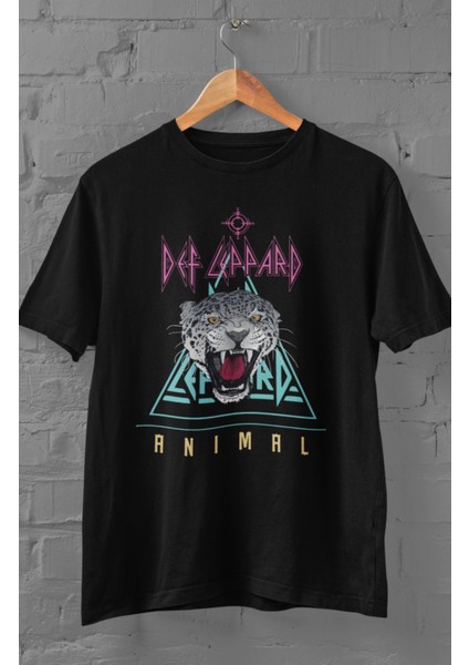 Unisex Def Leppard Baskılı T-Shirt, Oversize Rock-Metal Müzik Temalı Tişört