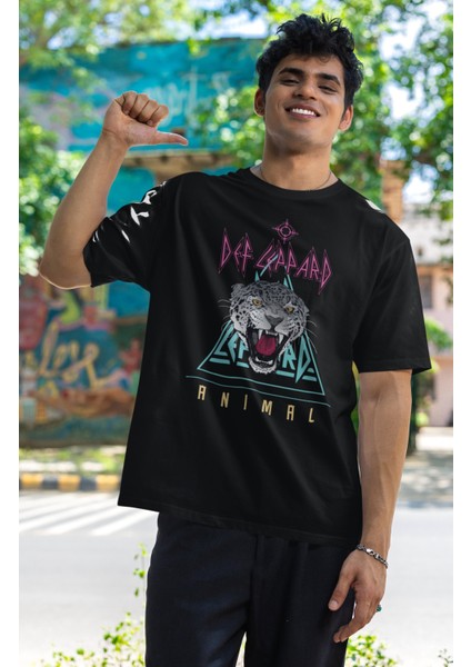 Unisex Def Leppard Baskılı T-Shirt, Oversize Rock-Metal Müzik Temalı Tişört fiyatları