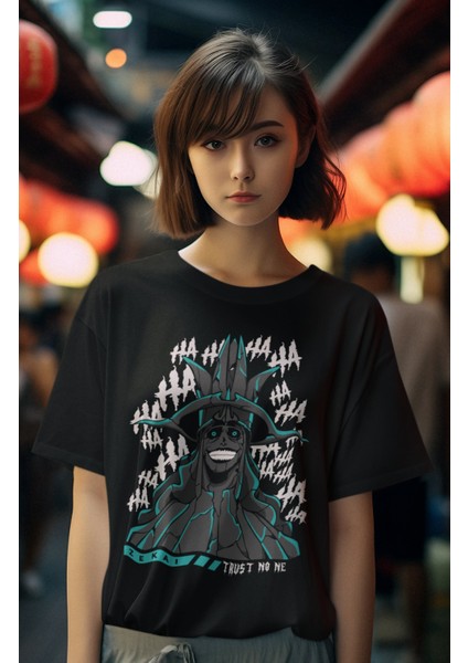 Oversize Zekai Tanrı Heykeli Baskılı T-Shirt, Unisex Solo Leveling Baskılı Tişört