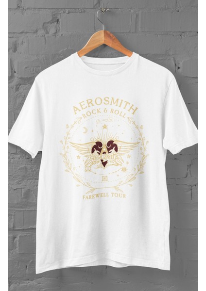 Unisex Aerosmith Rock And Roll Baskılı T-Shirt, Oversize Rock-Metal Müzik Temalı Tişört