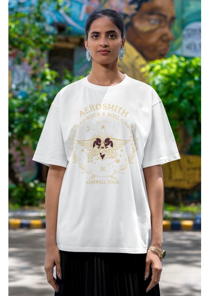 Unisex Aerosmith Rock And Roll Baskılı T-Shirt, Oversize Rock-Metal Müzik Temalı Tişört modelleri
