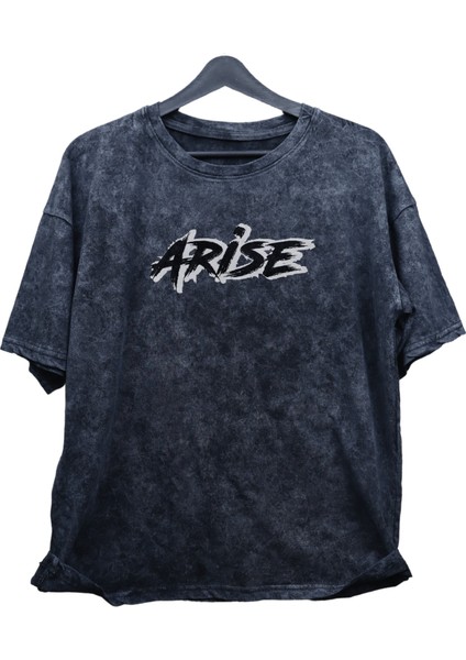Oversize Arise Anime Sırt Baskılı Yıkamalı T-Shirt, Unisex Solo Leveling Baskılı Eskitme Tişört modelleri