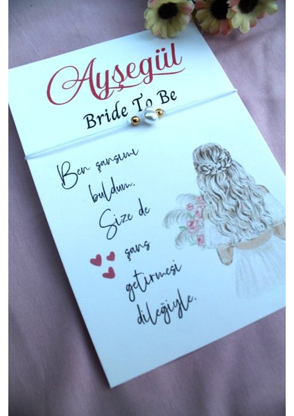 25 Adet Kişiye Özel Kartlı Şans Bilekliği - Kına - Kına Hatırası - Nikah Hatırası -