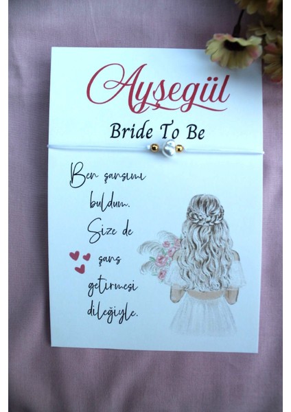 25 Adet Kişiye Özel Kartlı Şans Bilekliği - Kına - Kına Hatırası - Nikah Hatırası -
