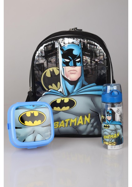 Yeni Sezon Lisanslı Batman Okul Çantası,beslenme Kabı ve 500 ml Trıtan Matara Okul Seti