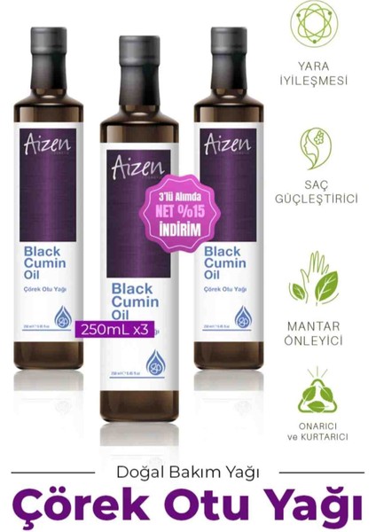 Cosmetic Çörek Otu Yağı Black Cumin Oil 3'lü