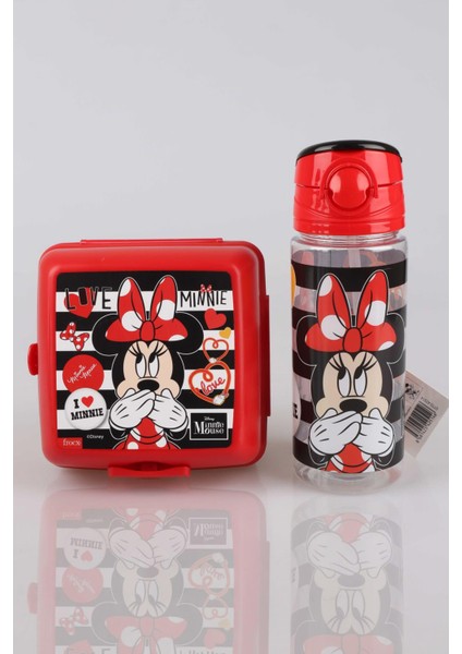 Yeni Sezon Lisanslı Mınnıe Mouse Beslenme Kabı ve Trıtan Matara 500 ml Beslenme Seti