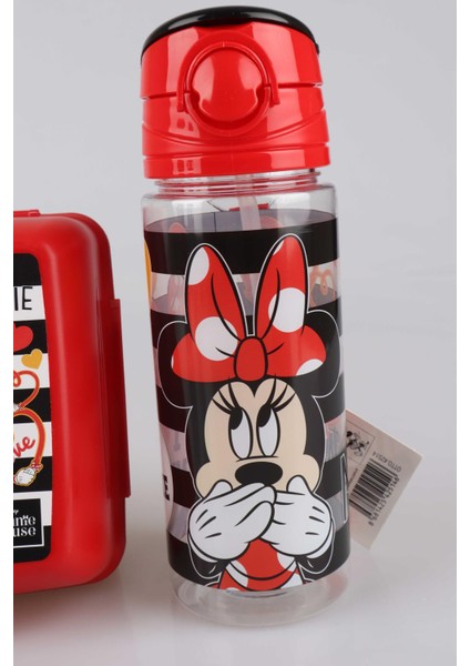 Yeni Sezon Lisanslı Mınnıe Mouse Beslenme Kabı ve Trıtan Matara 500 ml Beslenme Seti