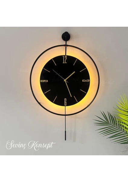 Sevinç Konsept Led'li Nero Tiktok 50 x 75 cm Siyah Orta Boy Modern Dekoratif Metal Duvar Saati