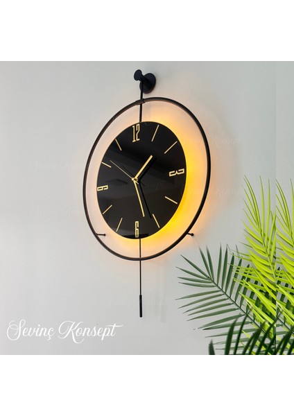 Sevinç Konsept Led'li Nero Tiktok 50 x 75 cm Siyah Orta Boy Modern Dekoratif Metal Duvar Saati