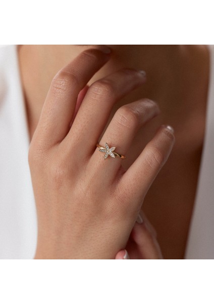 8 Ayar Altın Deniz Yıldızı Taşlı Kadın Yüzük fiyatları