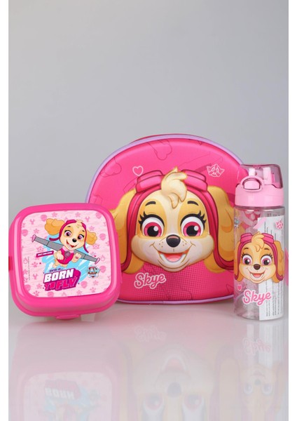 Yeni Sezon Lisanslı Paw Patrol Okulda Macera Koleksiyonu Beslenme ÇANTASI,500 ml Matara ve Beslenme Kabı Yemek Seti