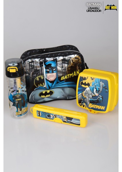 Yeni Sezon Lisanslı Batman Beslenme Çantası,matara,diş Fırçası Kutusu ve Beslenme Kabı Yemek Seti