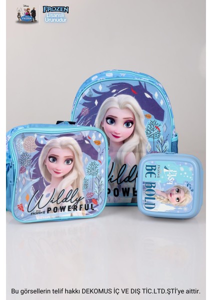 Yeni Sezon Lisanslı Elsa Frozen Anaokul Çantası,beslenme Çantası ve 2 Katlı Beslenme Kabı Seti