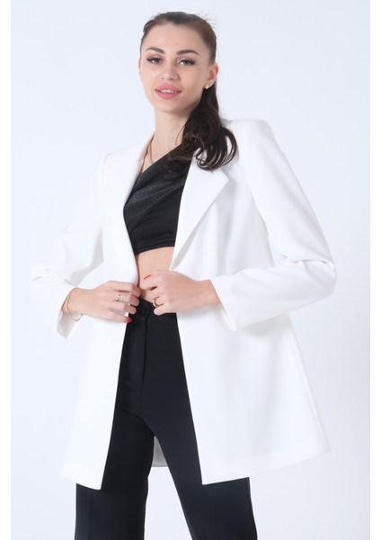 Ekru Zebra Astar Detaylı Krep Blazer Ceket 01051201.147 fiyatları