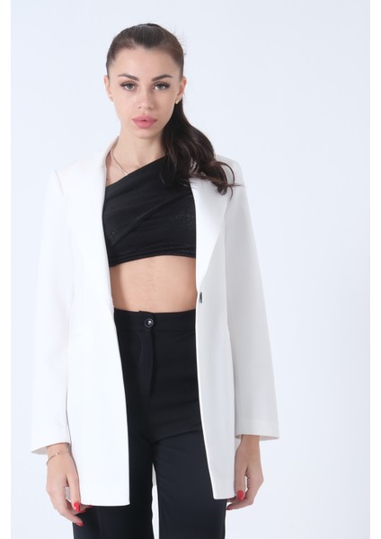 Ekru Zebra Astar Detaylı Krep Blazer Ceket 01051201.147 indirimleri