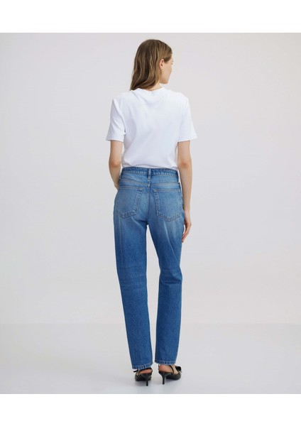 Eskitme Efektli Wide Leg Fit Jean Pantolon