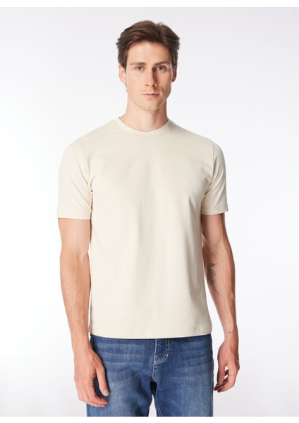 Bisiklet Yaka Düz Bej Erkek T-Shirt TE2654SS T-Shirtbej modelleri