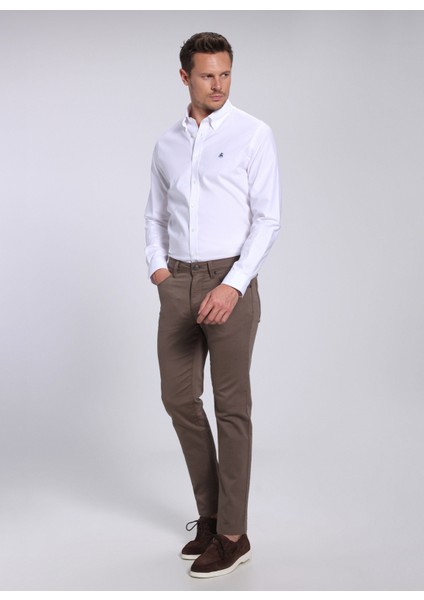 Brooks Brothers Normal Bel Düz Paça Slim Fit Vizon Erkek Pantolon BBFW24MPT001