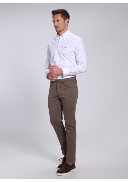 Brooks Brothers Normal Bel Düz Paça Slim Fit Vizon Erkek Pantolon BBFW24MPT001