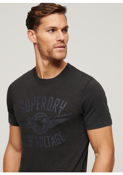 Bisiklet Yaka Baskılı Antrasit Erkek T-Shirt M1011918AAFB_RETRO Rocker Graphıc T modelleri