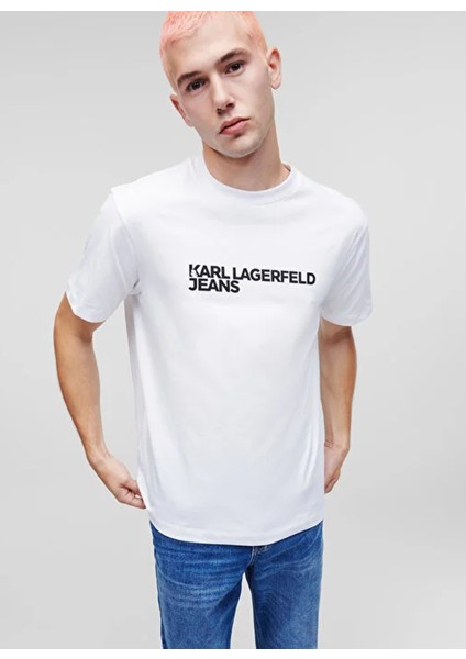 Beyaz Erkek T-Shirt 241D1702_KLJ Regular Karl Sslv Tee