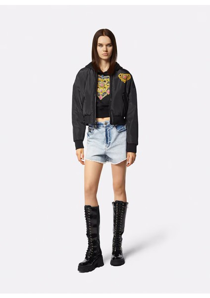 Yüksek Bel Standart Mavi Kadın Denim Şort 76HAD541