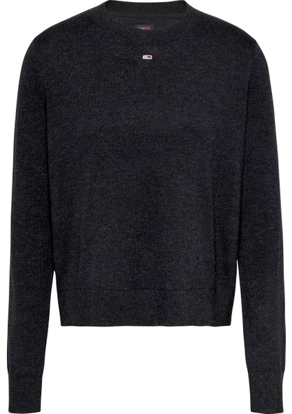 Yuvarlak Yaka Standart Düz Siyah Kazak Kadın Tjw Essentıal Crew Neck Sweater