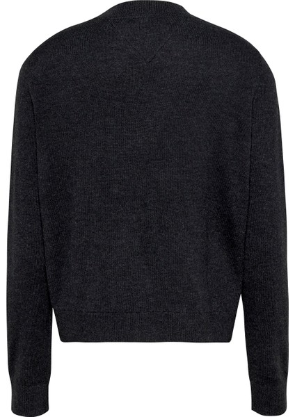 Yuvarlak Yaka Standart Düz Siyah Kazak Kadın Tjw Essentıal Crew Neck Sweater