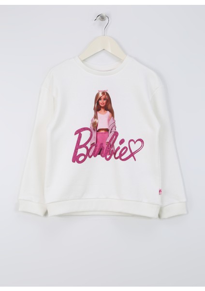 Baskılı Kız Çocuk Ekru Sweatshırt BRB4WG-SWT6017