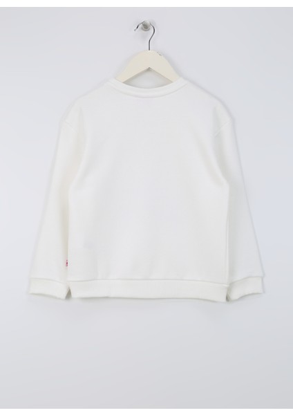 Baskılı Kız Çocuk Ekru Sweatshırt BRB4WG-SWT6017