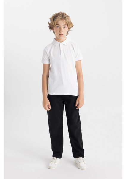 Erkek Çocuk Polo Yaka Basic Düz Pike Kısa Kollu Beyaz Okul Tişörtü K1689A624AU fiyatları