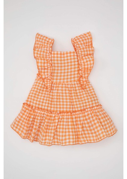 Kız Bebek Kareli Kolsuz Krinkıl Elbise D0581A524HS
