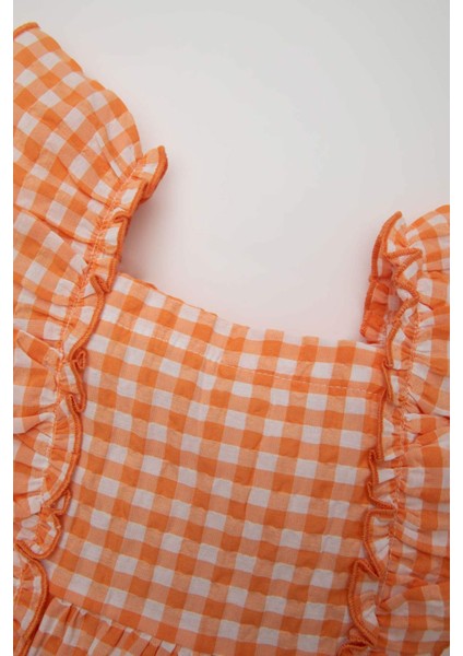 Kız Bebek Kareli Kolsuz Krinkıl Elbise D0581A524HS