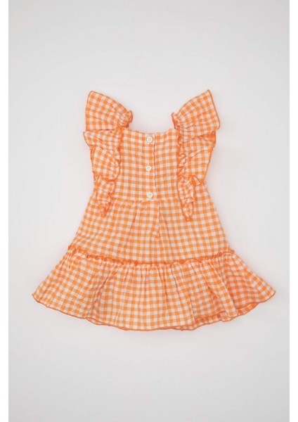 Kız Bebek Kareli Kolsuz Krinkıl Elbise D0581A524HS