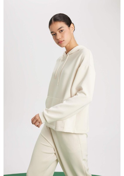 Fit Oversize Geniş Kalıp Premium Kapüşonlu Kanguru Cepli Sporcu Modal Sweatshirt