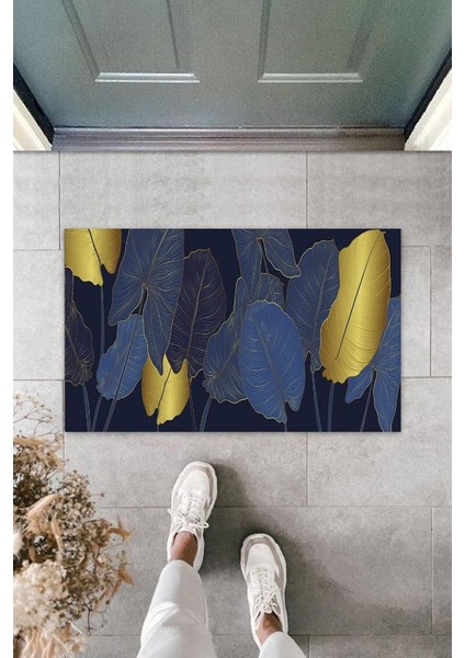 Dijital Büyük Yaprak Gold Kapı Paspası Dış Mekan Paspas K-3060