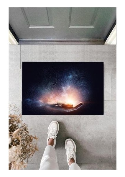 Dijital Galaxy El Lacivert Kapı Paspası Dış Mekan Paspas K-2113