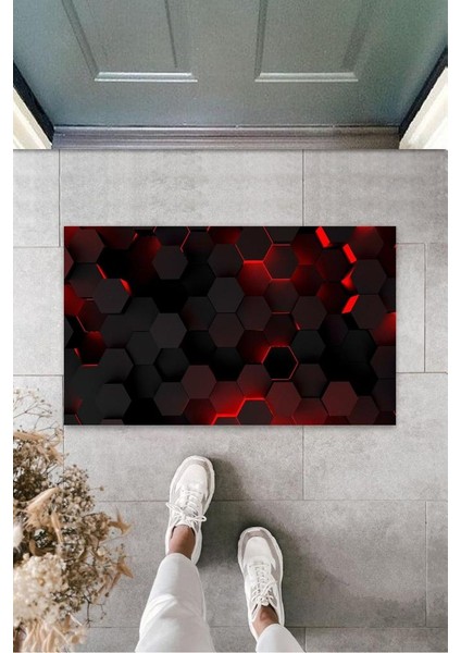 Dijital Baskı Siyah Petek Kapı Paspası