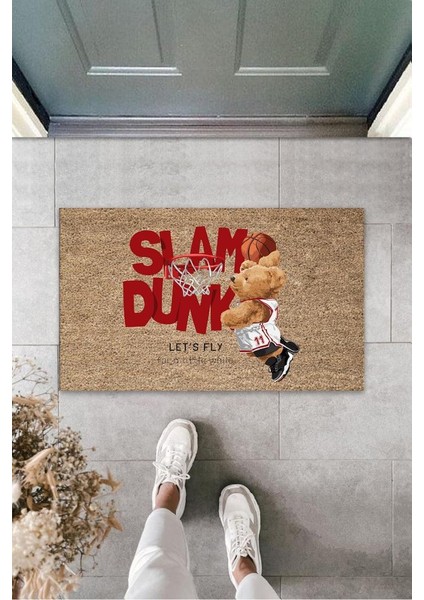 Dekoratif Dijital Let's Fly Ayıcık Bej Kapı Paspası Dış Mekan Paspas K-3187