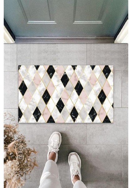 Dijital Baskı Pembe Baklava Dilimi Kapı Paspası