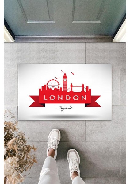 Dijital Baskı Beyaz London Kapı Paspası