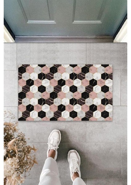 Dijital Baskı Pembe Petek Paspas K-3089