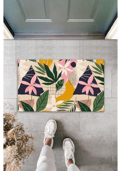 Dekoratif Dijital Baskı Rbdmrktkli Çiçek Dış Mekan Paspas K-2105