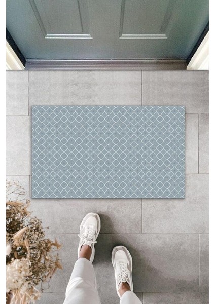 Dekoratif Dijital Baskı Turkuaz Motif Dış Mekan Paspas K-2093